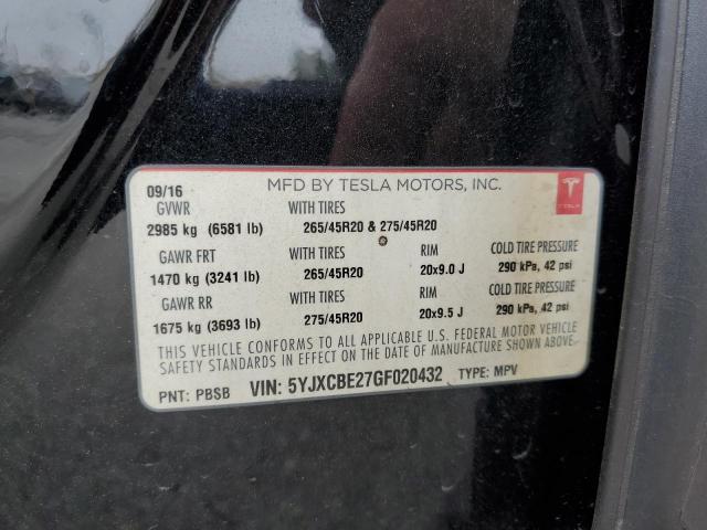 Photo 14 from auction – 2016 TESLA MODEL X with VIN 5YJXCBE27GF020432