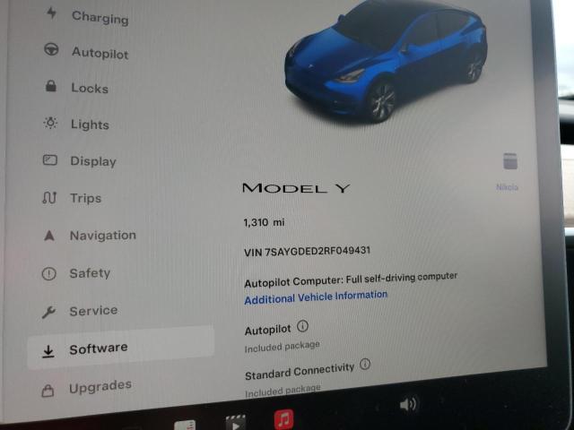 Photo 9 from auction – 2024 TESLA MODEL Y with VIN 7SAYGDED2RF049431