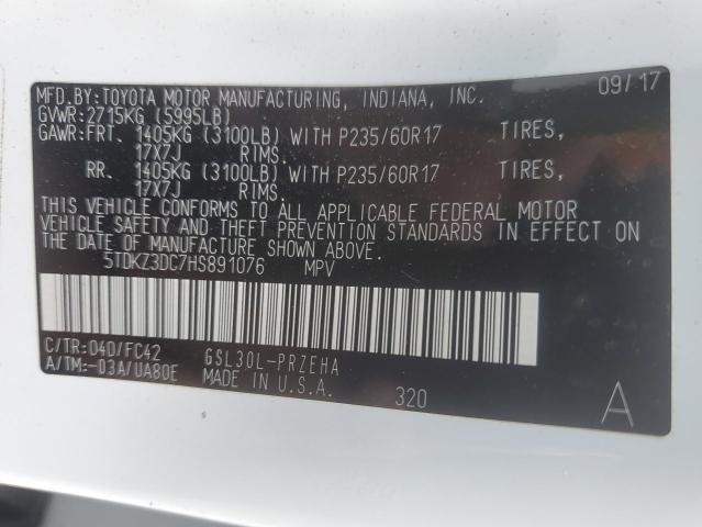 Photo 14 from auction – 2017 TOYOTA SIENNA LE with VIN 5TDKZ3DC7HS891076