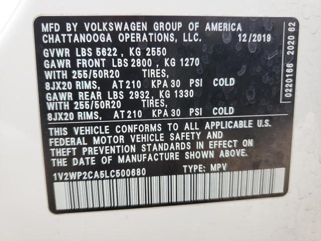 Photo 14 from auction – 2020 VOLKSWAGEN ATLAS SE with VIN 1V2WP2CA5LC500680