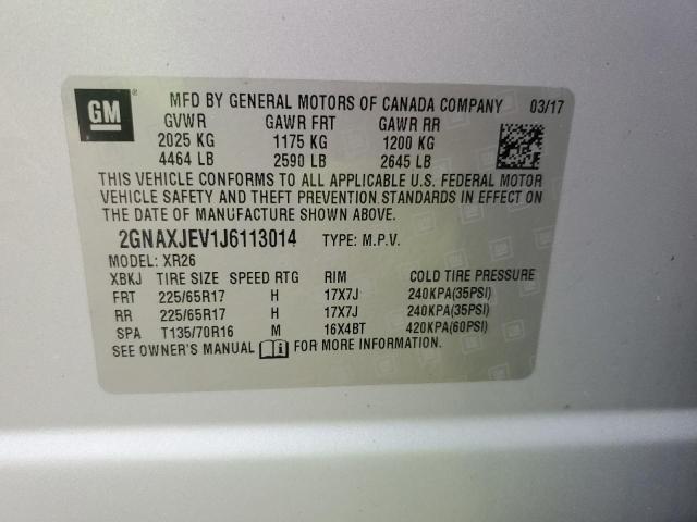 Photo 14 from auction – 2018 CHEVROLET EQUINOX LT with VIN 2GNAXJEV1J6113014
