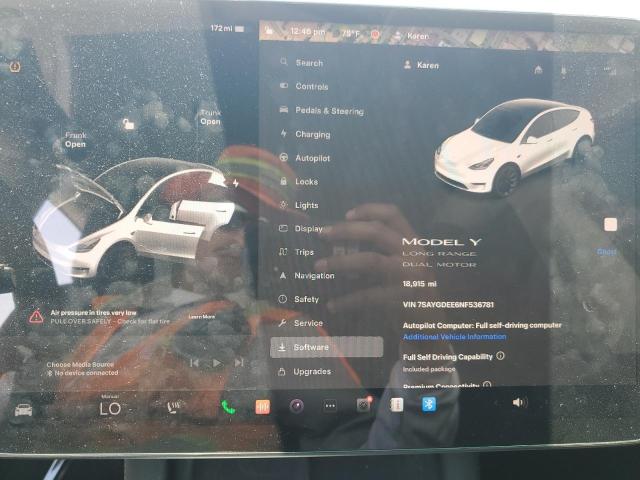 Photo 9 from auction – 2022 TESLA MODEL Y with VIN 7SAYGDEE6NF536781