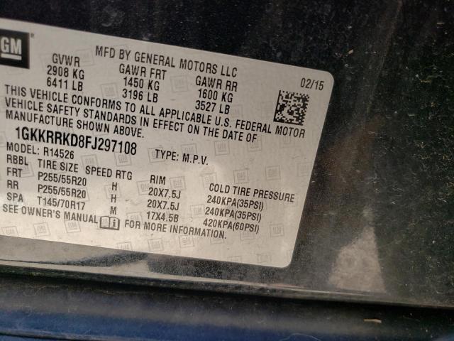 Photo 14 from auction – 2015 GMC ACADIA SLT with VIN 1GKKRRKD8FJ297108