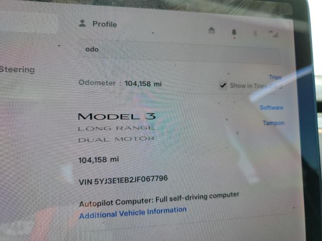 Photo 9 from auction – 2018 TESLA MODEL 3 with VIN 5YJ3E1EB2JF067796
