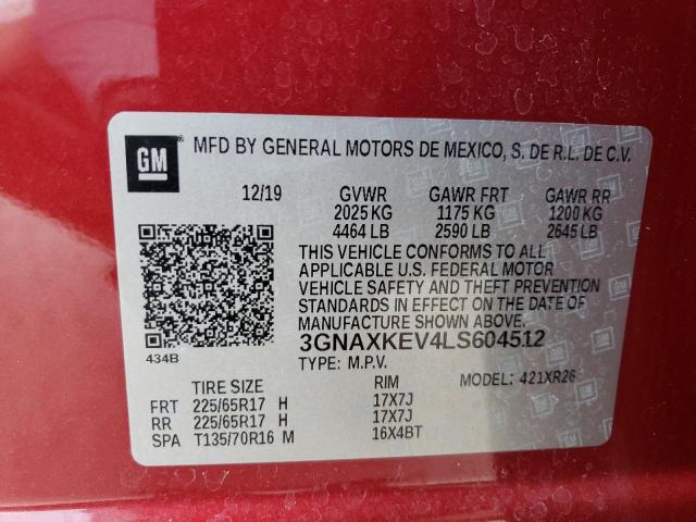 Photo 14 from auction – 2020 CHEVROLET EQUINOX LT with VIN 3GNAXKEV4LS604512