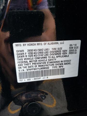 Photo 14 from auction – 2020 HONDA PILOT BLAC with VIN 5FNYF6H71LB006532