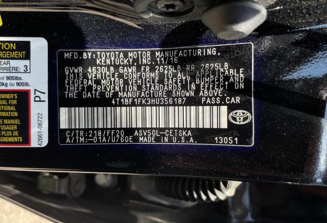 Photo 10 from auction – 2017 TOYOTA CAMRY LE with VIN 4T1BF1FK3HU356187