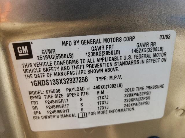 Photo 14 from auction – 2003 CHEVROLET TRAILBLAZE with VIN 1GNDS13SX32337256