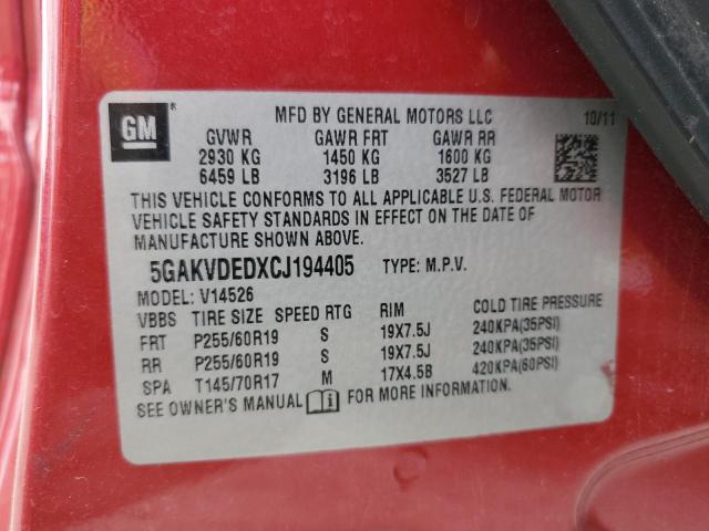 Photo 14 from auction – 2012 BUICK ENCLAVE with VIN 5GAKVDEDXCJ194405