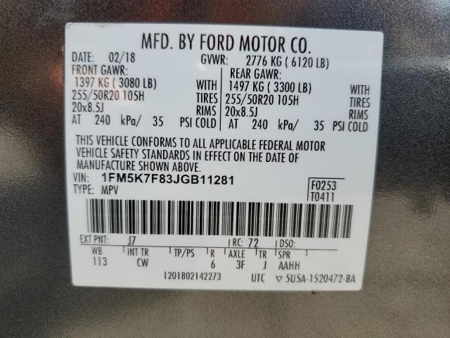 Photo 14 from auction – 2018 FORD EXPLORER L with VIN 1FM5K7F83JGB11281