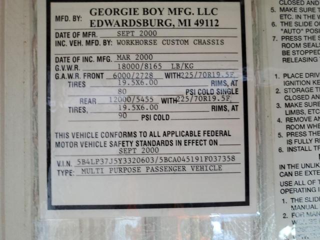 صورة رقم 10 من المزاد - 2001 WRKH MOTORHOME مع VIN 5B4LP37J5Y3320603