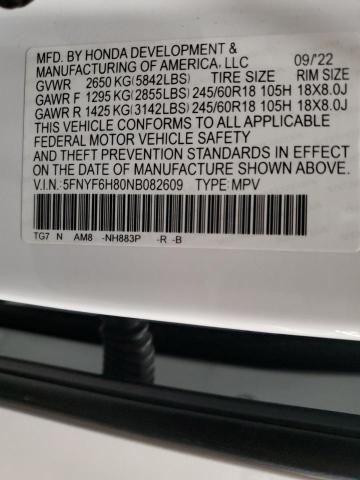 Photo 14 from auction – 2022 HONDA PILOT TRAI with VIN 5FNYF6H80NB082609
