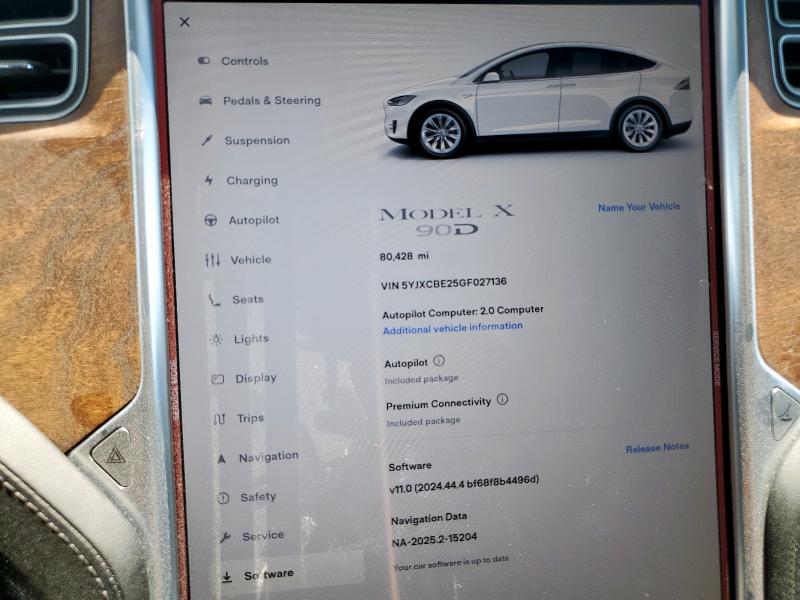 Photo 9 from auction – 2016 TESLA MODEL X with VIN 5YJXCBE25GF027136