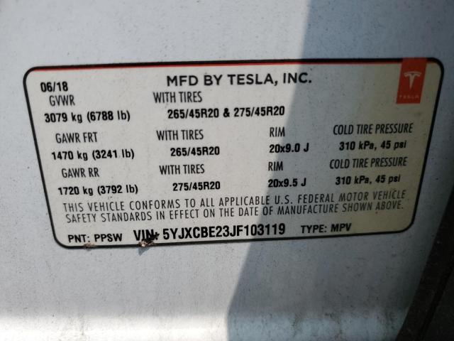 Photo 14 from auction – 2018 TESLA MODEL X with VIN 5YJXCBE23JF103119