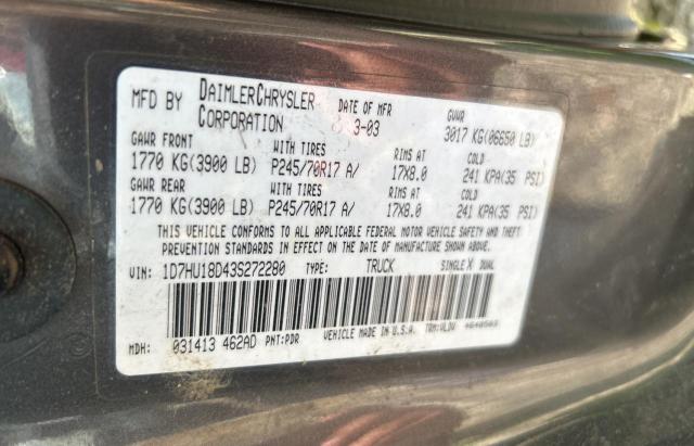 Photo 10 from auction – 2003 DODGE RAM 1500 S with VIN 1D7HU18D43S272280