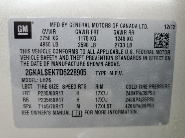 Photo 14 from auction – 2013 GMC TERRAIN SL with VIN 2GKALSEK7D6228905
