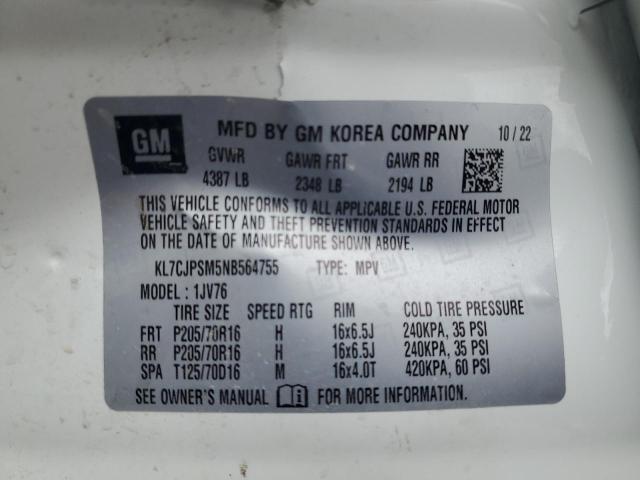 Photo 14 from auction – 2022 CHEVROLET TRAX 1LT with VIN KL7CJPSM5NB564755
