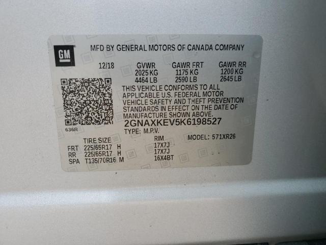 Photo 14 from auction – 2019 CHEVROLET EQUINOX LT with VIN 2GNAXKEV5K6198527