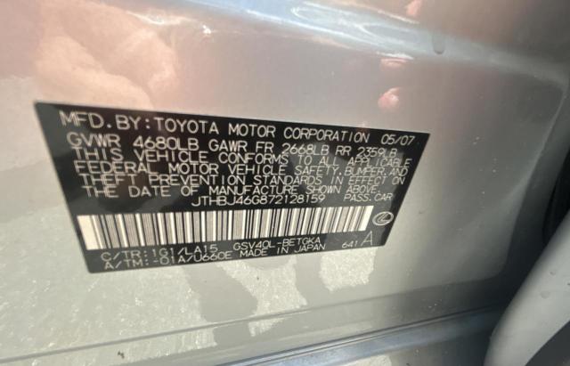Photo 10 from auction – 2007 LEXUS ES 350 with VIN JTHBJ46G872128159