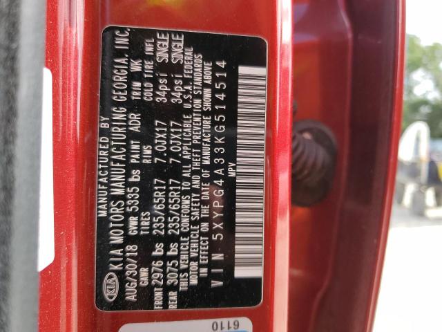 Photo 14 from auction – 2019 KIA SORENTO L with VIN 5XYPG4A33KG514514