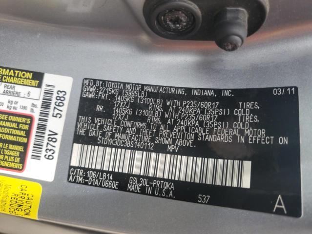 Photo 14 from auction – 2011 TOYOTA SIENNA with VIN 5TDYK3DC3BS140112