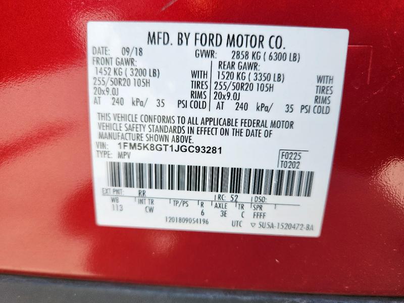 Photo 14 from auction – 2018 FORD EXPLORER S with VIN 1FM5K8GT1JGC93281