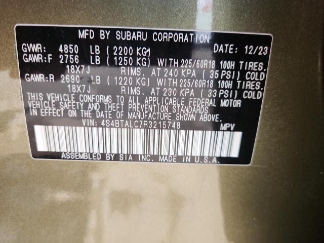Photo 14 from auction – 2024 SUBARU OUTBACK with VIN 4S4BTALC7R3215748