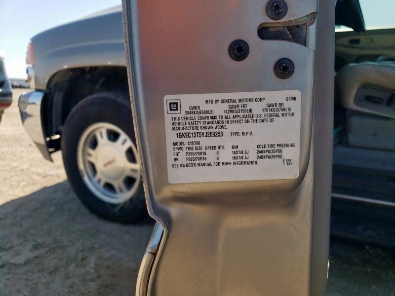 Photo 14 from auction – 2000 GMC YUKON with VIN 1GKEC13T5YJ209253