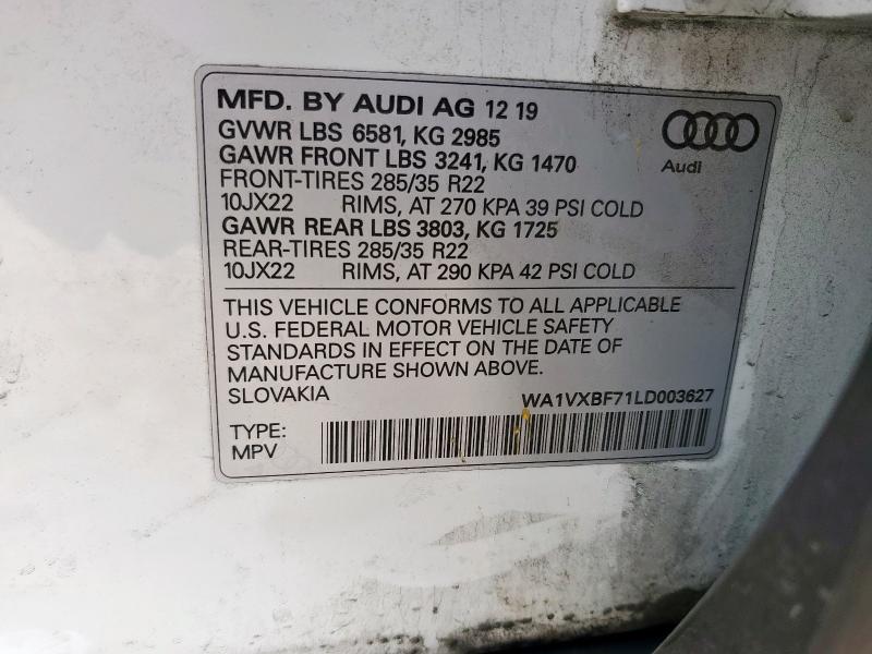 Photo 14 from auction – 2020 AUDI Q7 PRESTIG with VIN WA1VXBF71LD003627