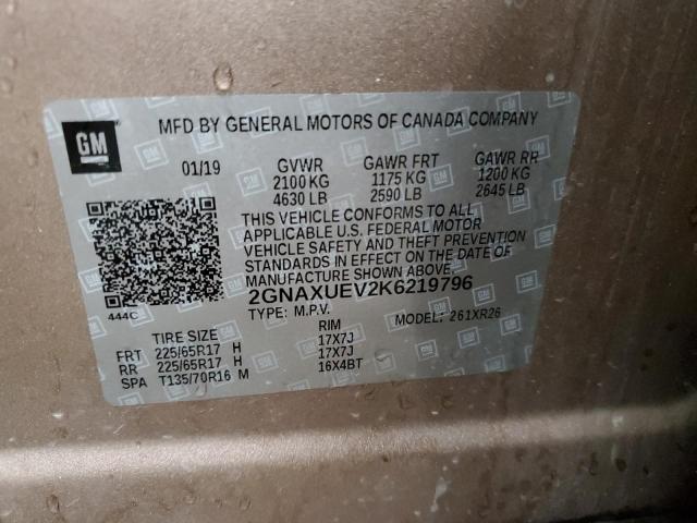 Photo 14 from auction – 2019 CHEVROLET EQUINOX LT with VIN 2GNAXUEV2K6219796