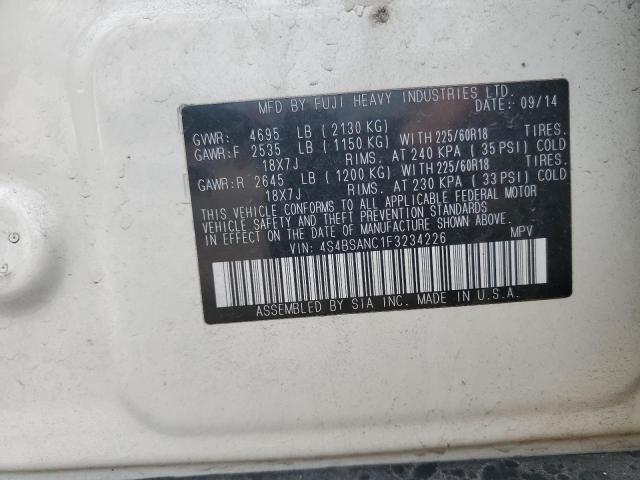 Photo 14 from auction – 2015 SUBARU OUTBACK 2. with VIN 4S4BSANC1F3234226