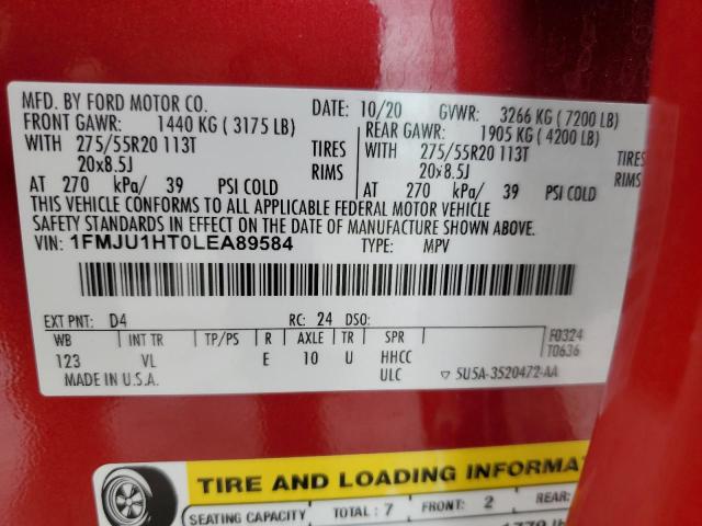 Photo 14 from auction – 2020 FORD EXPEDITION with VIN 1FMJU1HT0LEA89584