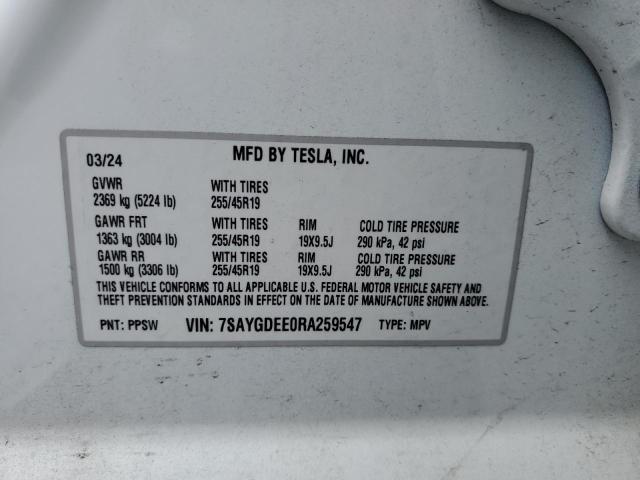 Photo 14 from auction – 2024 TESLA MODEL Y with VIN 7SAYGDEE0RA259547