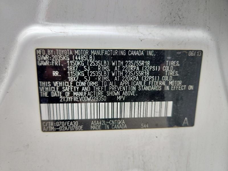 Photo 14 from auction – 2013 TOYOTA RAV4 LIMIT with VIN 2T3YFREV0DW029350