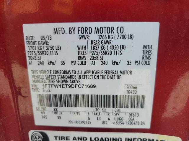Photo 14 from auction – 2013 FORD F150 SUPER with VIN 1FTFW1ET9DFC71689
