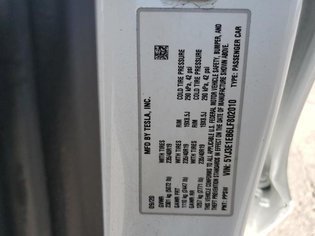 Photo 14 from auction – 2020 TESLA MODEL 3 with VIN 5YJ3E1EB6LF802010