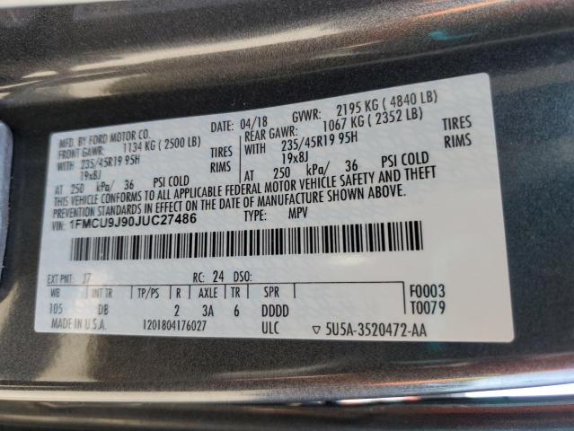 Photo 14 from auction – 2018 FORD ESCAPE TIT with VIN 1FMCU9J90JUC27486