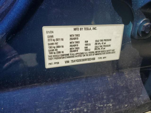 Photo 14 from auction – 2024 TESLA MODEL Y with VIN 7SAYGDED8RF002498