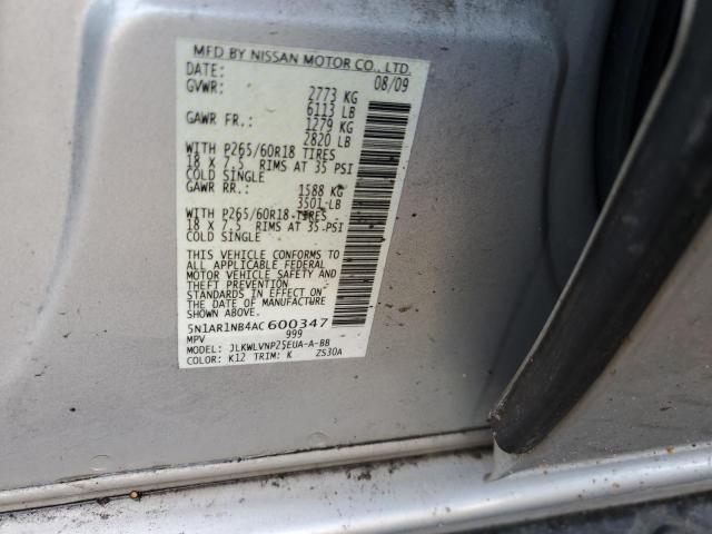 Photo 14 from auction – 2010 NISSAN PATHFINDER with VIN 5N1AR1NB4AC600347