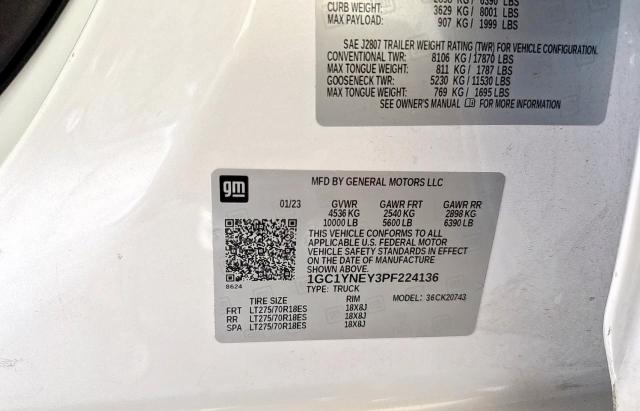 Photo 10 from auction – 2023 CHEVROLET SILVERADO with VIN 1GC1YNEY3PF224136