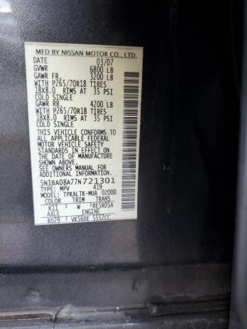 Photo 14 from auction – 2007 NISSAN ARMADA SE with VIN 5N1BA08A77N721301