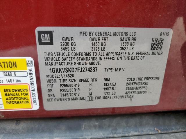 Photo 14 from auction – 2015 GMC ACADIA with VIN 1GKKVSKD7FJ274387