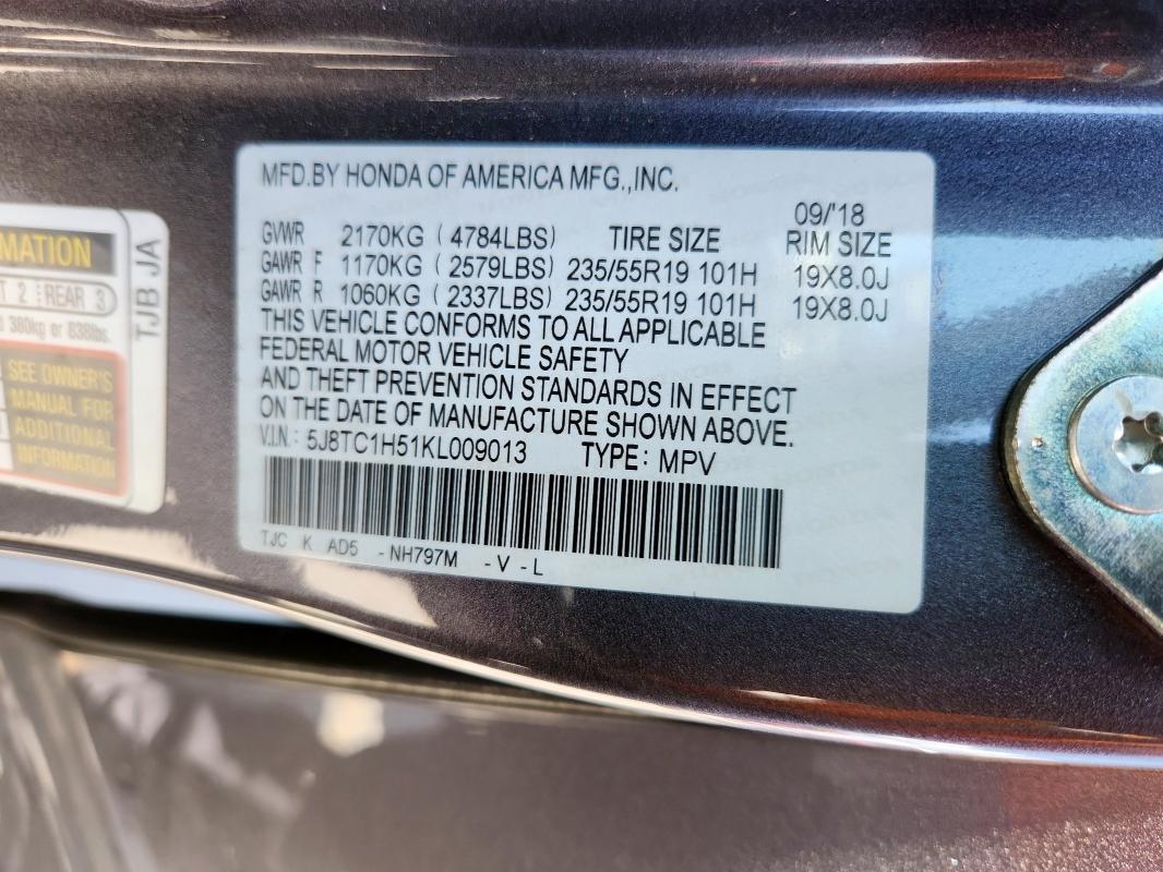 Photo 14 from auction – 2019 ACURA RDX TECHNO with VIN 5J8TC1H51KL009013