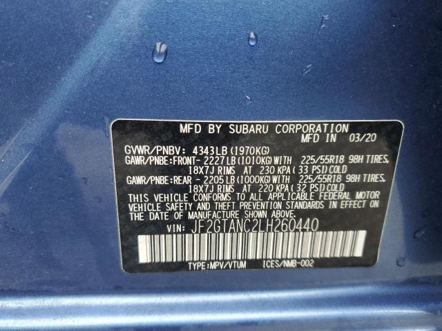 Photo 14 from auction – 2020 SUBARU CROSSTREK with VIN JF2GTANC2LH260440