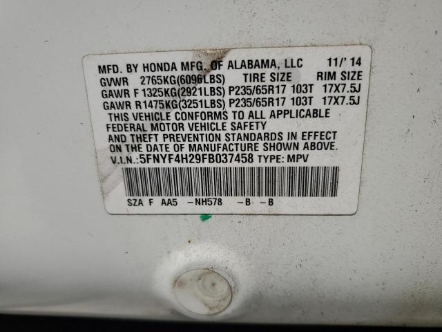 Photo 14 from auction – 2015 HONDA PILOT LX with VIN 5FNYF4H29FB037458