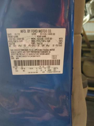 Photo 14 from auction – 2012 FORD ESCAPE XLT with VIN 1FMCU0D7XCKB81931