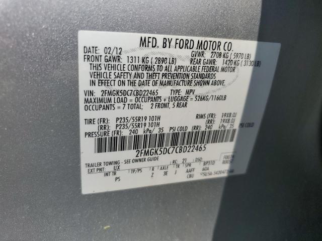 Photo 14 from auction – 2012 FORD FLEX LIMIT with VIN 2FMGK5DC7CBD22465