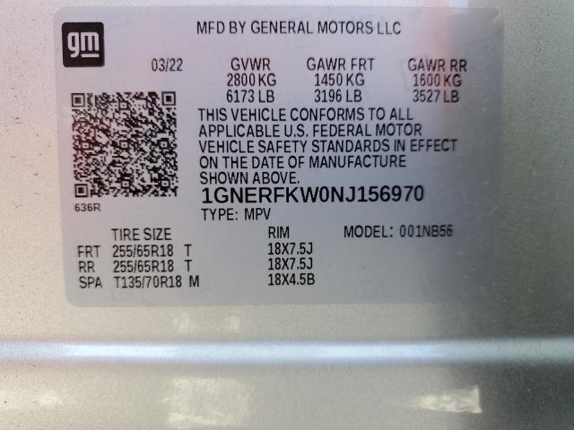 Photo 14 from auction – 2022 CHEVROLET TRAVERSE L with VIN 1GNERFKW0NJ156970