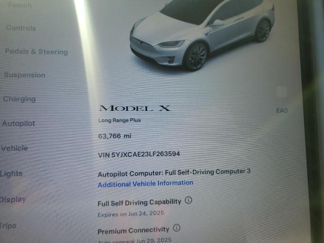 Photo 9 from auction – 2020 TESLA MODEL X with VIN 5YJXCAE23LF263594