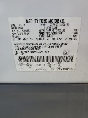 Photo 14 from auction – 2017 FORD EXPLORER with VIN 1FM5K7B89HGD13106